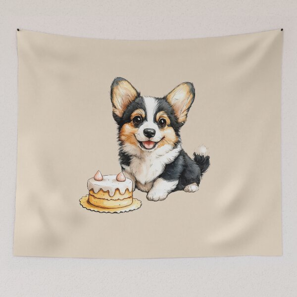 Item preview, Smiling Corgi with Cake designed and sold by Erika Kaisersot.