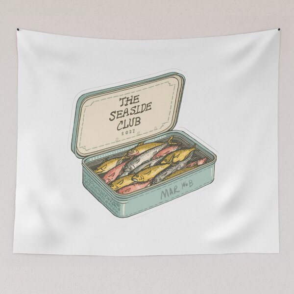 Item preview, Retro Sardine Tin - Cozy Coastal Whimsy Art designed and sold by The Prompted Soul.