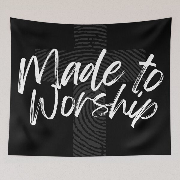Item preview, Made To Worship Fingerprint Cross Christian Design designed and sold by TheLampClothing.