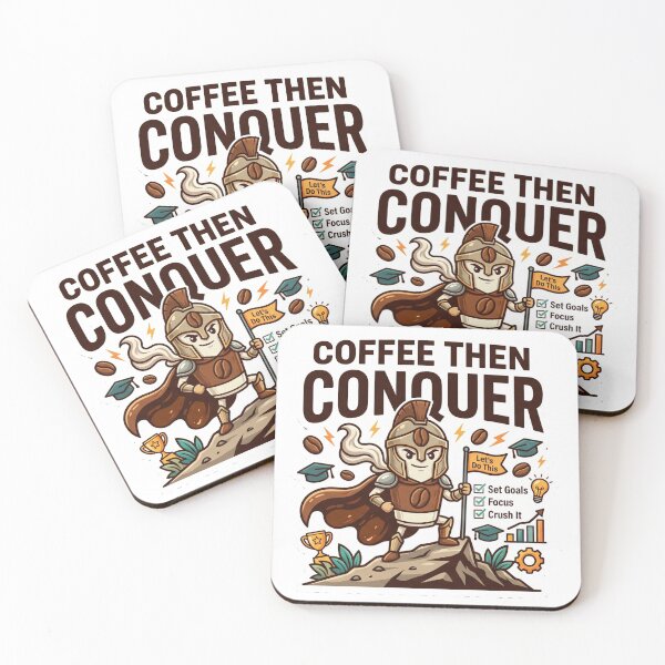 Item preview, Coffee Then Conquer Motivational Coffee Lover Design designed and sold by Pixel Analytics.