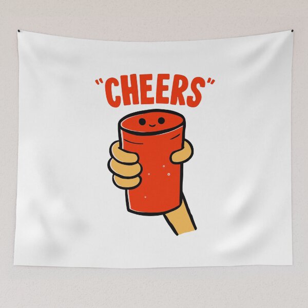 Item preview, Retro Red Party Cup Cheers Cartoon designed and sold by Zerhof.