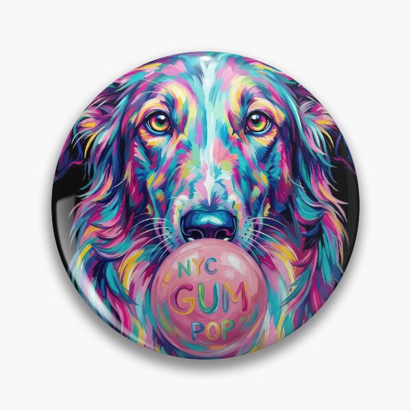 Item preview, Pop Art Dog Blowing Bubble Gum - Neon Colorful Collie designed and sold by Pfotenfaden.