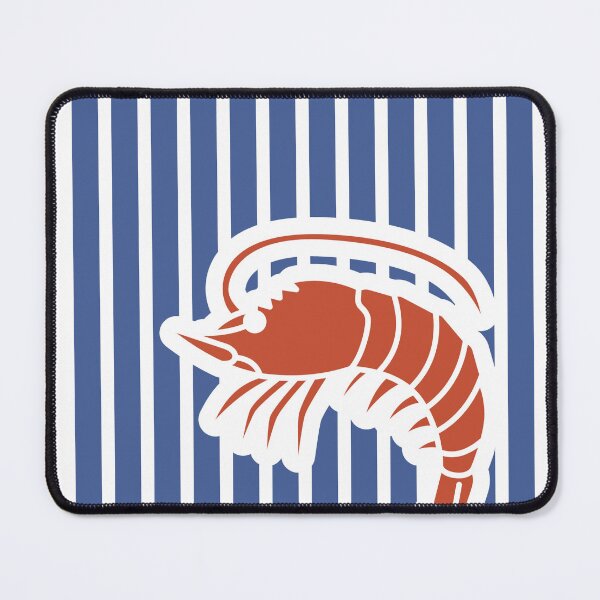 Item preview, Retro Coastal Blue Stripe Shrimp Illustration designed and sold by SoftAuraStudi0.
