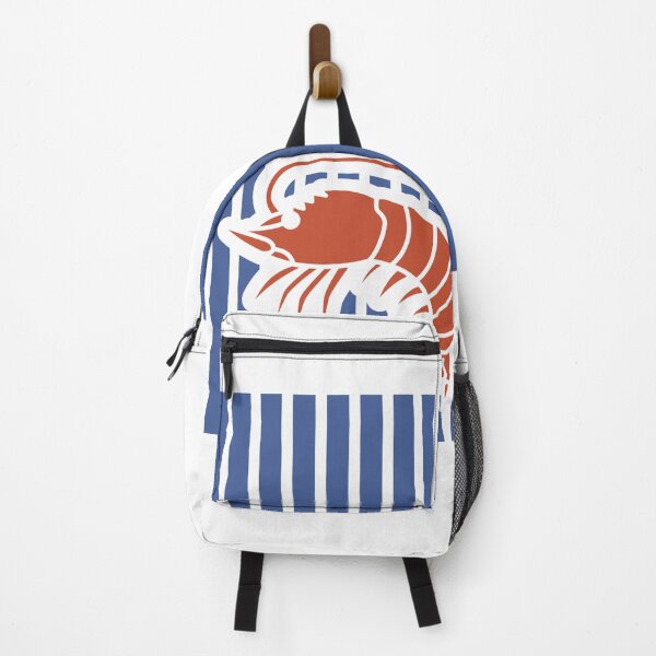 Item preview, Retro Coastal Blue Stripe Shrimp Illustration designed and sold by SoftAuraStudi0.