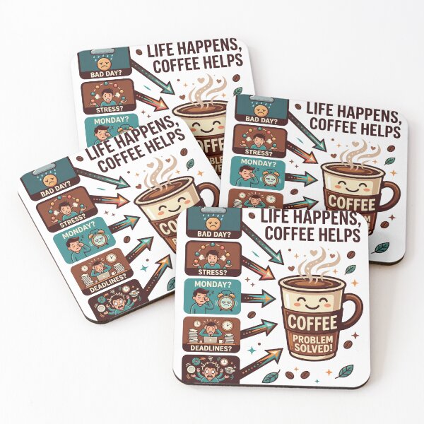 Item preview, Life Happens Coffee Helps Funny Coffee Lover Design designed and sold by Pixel Analytics.
