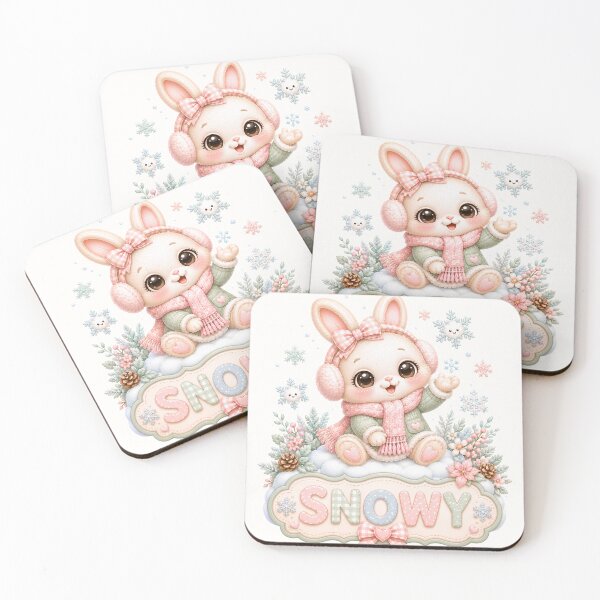 Item preview, Coquette Snow Bunny Winter Sign | Cute Kawaii Rabbit Snow Day Illustration | Pastel Winter Bunny Art designed and sold by looplandger.