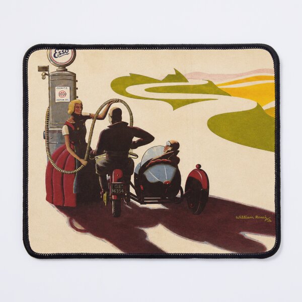 Item preview, Vintage Motorcycle by William Rossi - Art Deco Gas Station Poster Motorcycle Illustration for Vintage Travel Decor Lovers designed and sold by RickE.