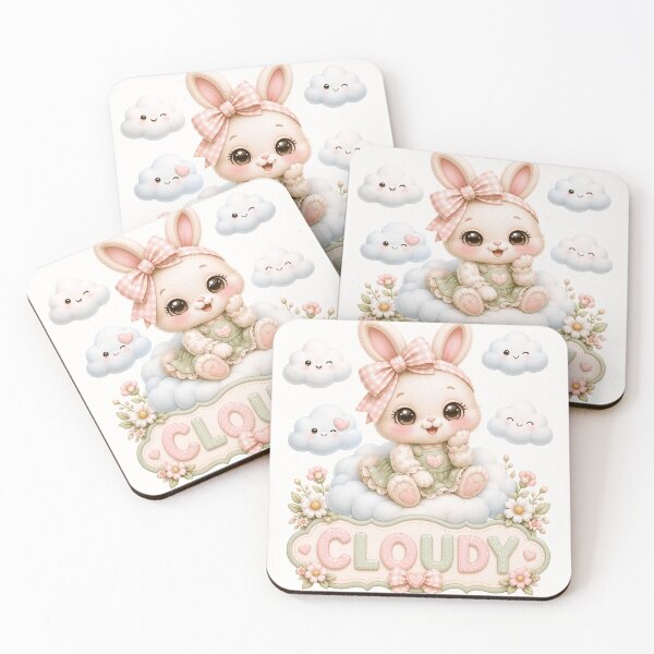 Item preview, Coquette Cloud Bunny Weather Sign | Cute Kawaii Rabbit Cloudy Day Illustration | Pastel Weather Bunny Art designed and sold by looplandger.