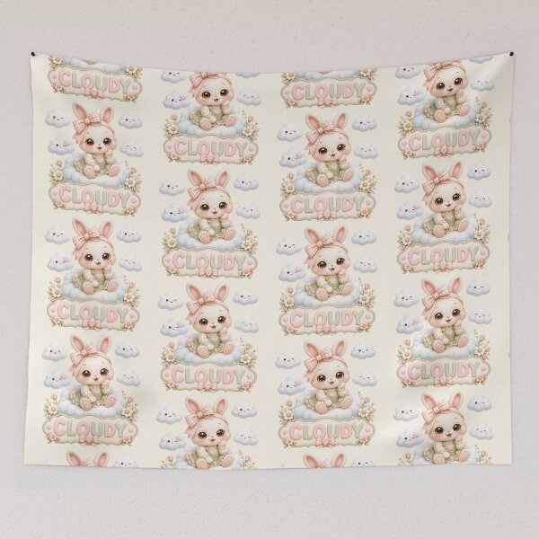 Item preview, Coquette Cloud Bunny Weather Sign | Cute Kawaii Rabbit Cloudy Day Illustration | Pastel Weather Bunny Art designed and sold by looplandger.