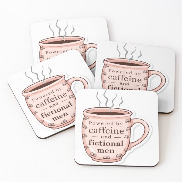 Item preview, 'Powered By Caffeine And Fictional Men' Funny Cute Coffee Mug Art designed and sold by Stickers-maker2.
