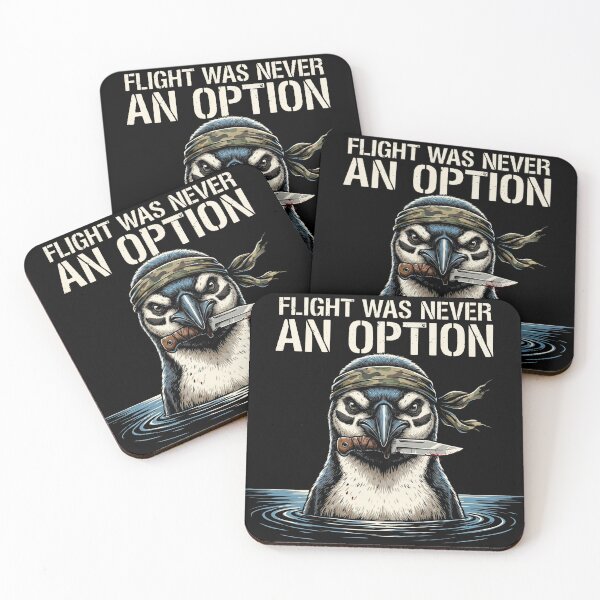Item preview, Flight Was Never an Option – Commando Penguin Tactical Humor Illustration designed and sold by Heneket.