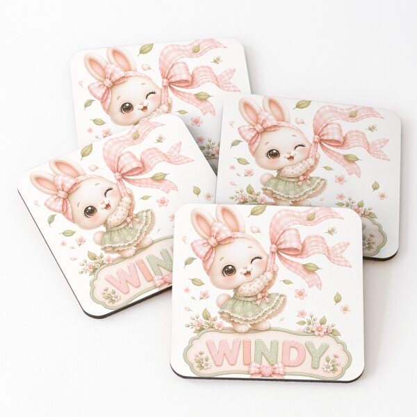 Item preview, Coquette Windy Bunny Weather Sign | Cute Kawaii Rabbit Windy Day Illustration | Pastel Weather Bunny Art designed and sold by looplandger.