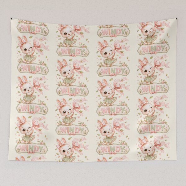 Item preview, Coquette Windy Bunny Weather Sign | Cute Kawaii Rabbit Windy Day Illustration | Pastel Weather Bunny Art designed and sold by looplandger.