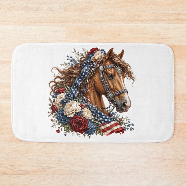 Item preview, Patriotic White Horse with Flowers designed and sold by PetalGarden.