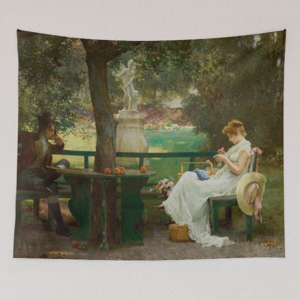Item preview, In Love by Marcus Stone - Victorian Garden Painting Romantic Scene for Classic Art Lovers designed and sold by RickE.