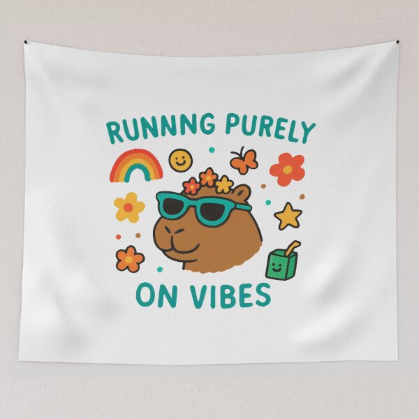 Item preview, Runnng Purely On Vibes Capybara Animal Lover Good Vibes designed and sold by HumansStuck12.