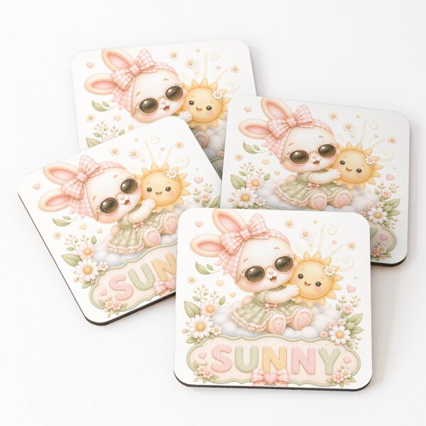 Item preview, Sunny Bunny Coquette Weather Sign | Cute Kawaii Rabbit and Sunshine Illustration | Pastel Cottagecore Bunny Art designed and sold by looplandger.