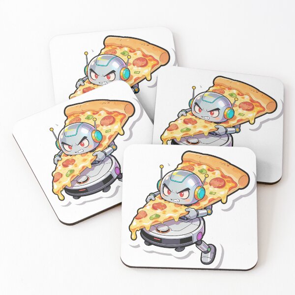 Item preview, Giant Pizza Slice vs Robot Vacuum Funny Struggle Meme Sticker designed and sold by OksArtStudio.