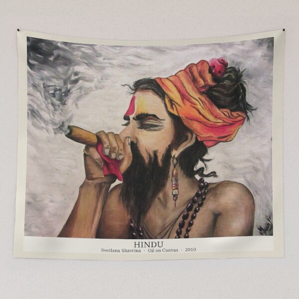 Item preview, Smoking Hindu | Indian Culture Portrait | Oil Painting by Svetlana Shavrina designed and sold by BlueberrySwan.