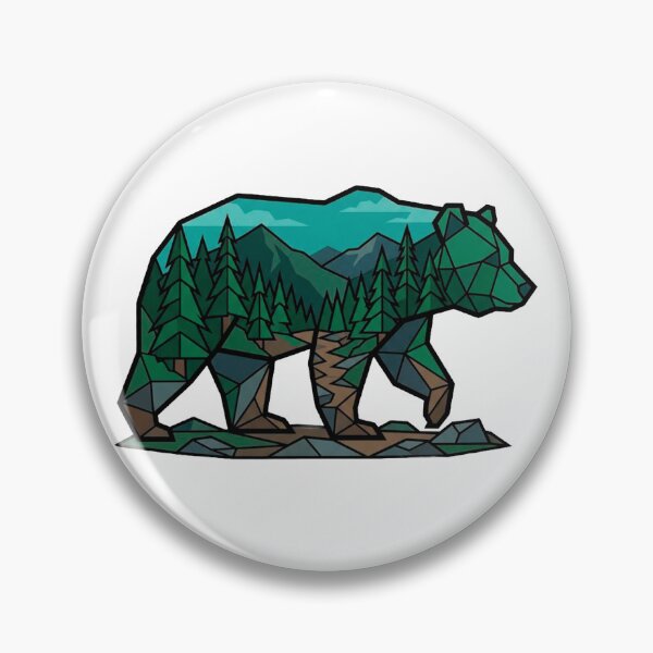 Item preview, Geometric Bear with Forest Landscape — Low Poly Nature Sticker designed and sold by Breezy Studio.