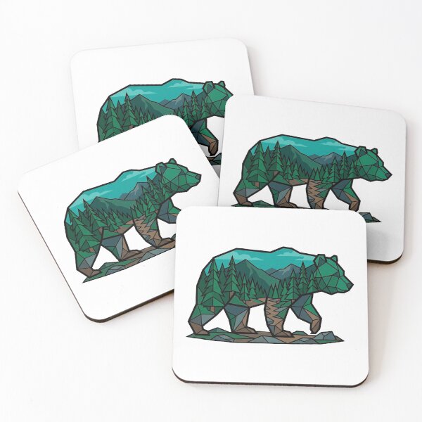 Item preview, Geometric Bear with Forest Landscape — Low Poly Nature Sticker designed and sold by Breezy Studio.