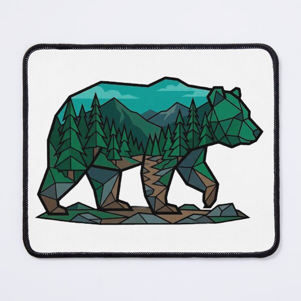 Item preview, Geometric Bear with Forest Landscape — Low Poly Nature Sticker designed and sold by Breezy Studio.