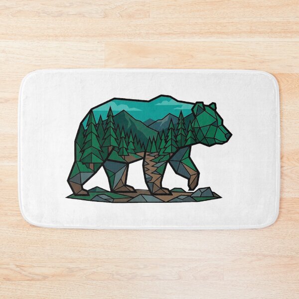 Item preview, Geometric Bear with Forest Landscape — Low Poly Nature Sticker designed and sold by Breezy Studio.