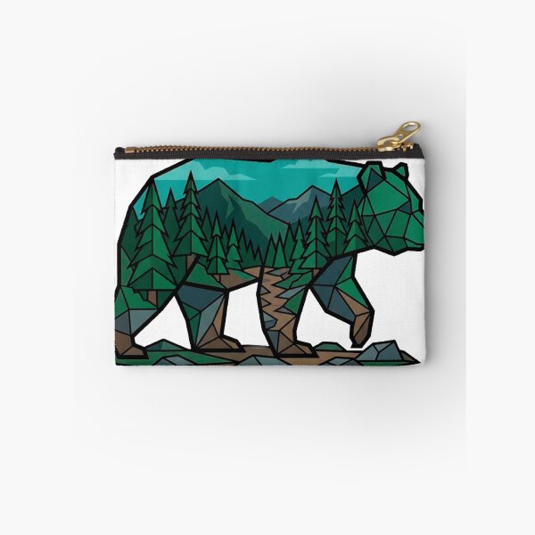 Item preview, Geometric Bear with Forest Landscape — Low Poly Nature Sticker designed and sold by Breezy Studio.