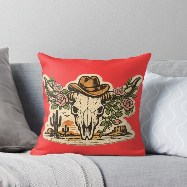 Item preview, Vintage Western Bull Skull Sticker with Cowboy Hat and Roses | Retro Desert Sunset Design designed and sold by stg-reigns.