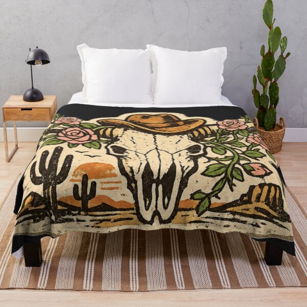 Item preview, Vintage Western Bull Skull Sticker with Cowboy Hat and Roses | Retro Desert Sunset Design designed and sold by stg-reigns.