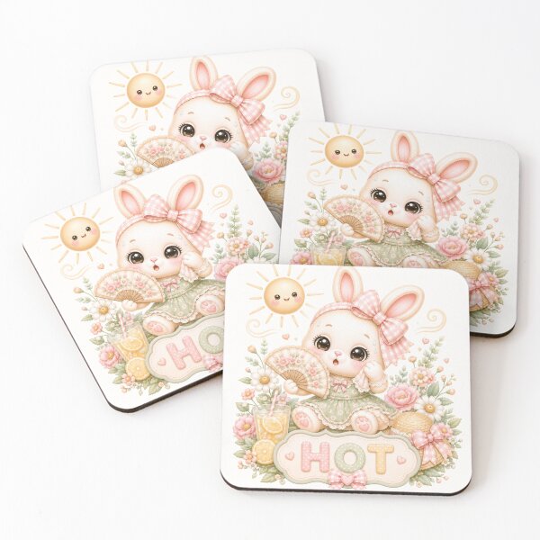 Item preview, Hot Summer Bunny | Cute Kawaii Rabbit Feeling Hot | Pastel Coquette Summer Bunny Illustration designed and sold by looplandger.