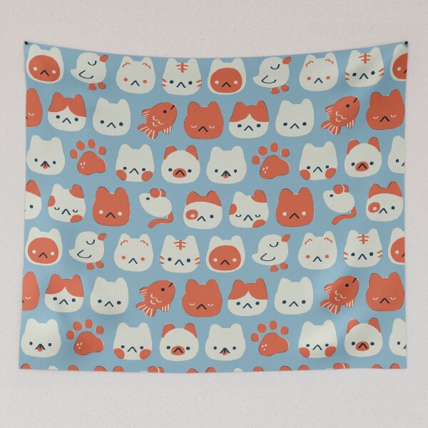 Item preview, Doodle Cats 2 - 87b4c7 2 designed and sold by knitetgantt.