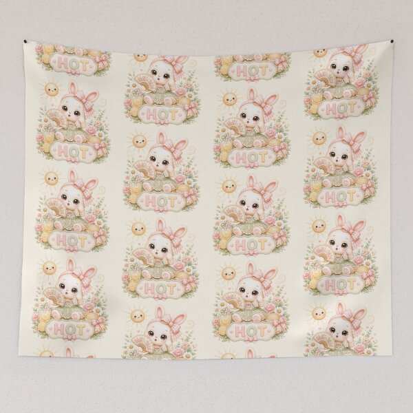 Item preview, Hot Summer Bunny | Cute Kawaii Rabbit Feeling Hot | Pastel Coquette Summer Bunny Illustration designed and sold by looplandger.