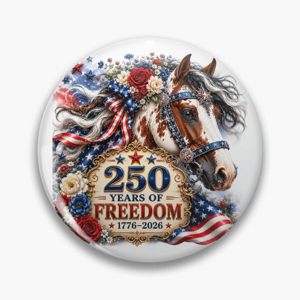 Item preview, Patriotic White Horse with Flowers | designed and sold by PetalGarden.