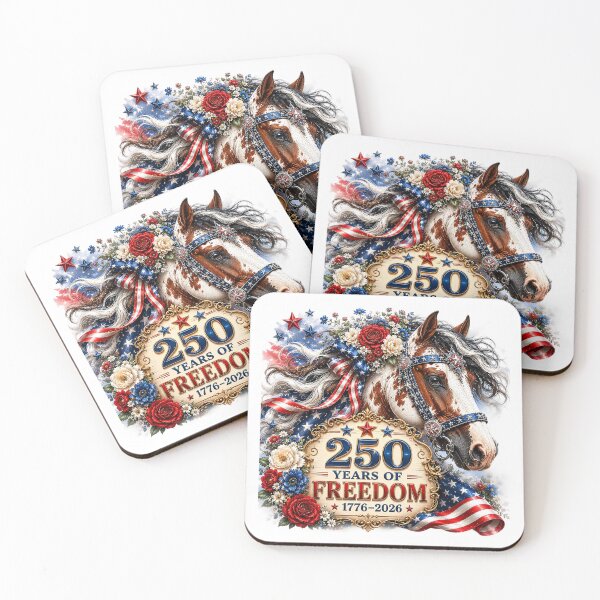 Item preview, Patriotic White Horse with Flowers | designed and sold by PetalGarden.