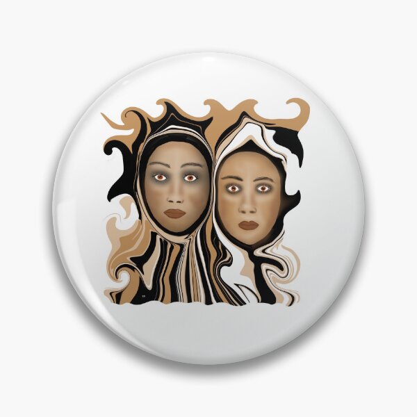 Item preview, Two Surreal Faces with Swirling Patterns designed and sold by Elaine M Hayward .