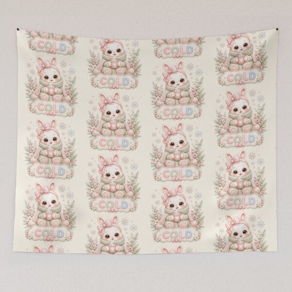 Item preview, Cold Winter Bunny | Cute Kawaii Rabbit with Hot Cocoa | Pastel Coquette Winter Bunny Illustration designed and sold by looplandger.