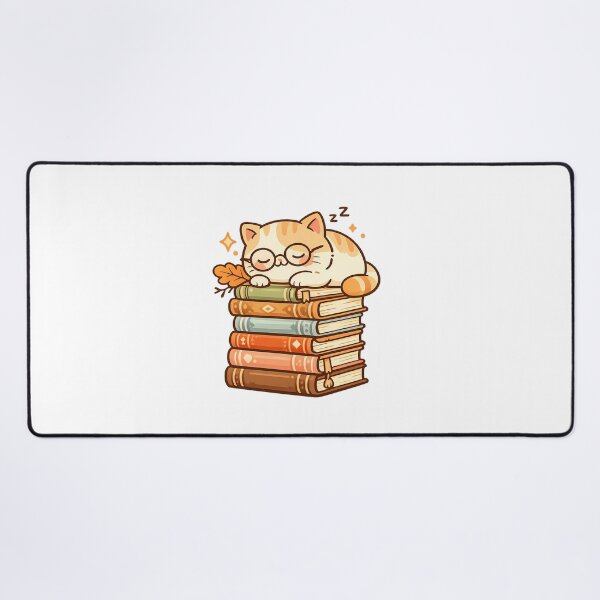 Item preview, Cute Kawaii Cat Wearing Glasses Sleeping on Books⁠ designed and sold by MIROUZ2000.