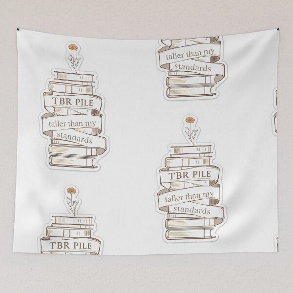 Item preview, TBR Pile Taller Than My Standards Minimalist Line Art designed and sold by Stickers-maker2.