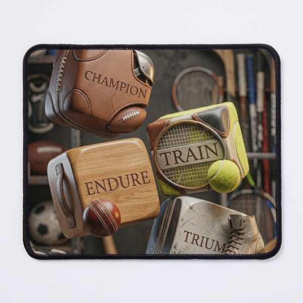 Item preview, CHAMPION ENDURE TRAIN TRIUMPH - Sports Equipment Cubes Wall Art designed and sold by RAMHEARTS.