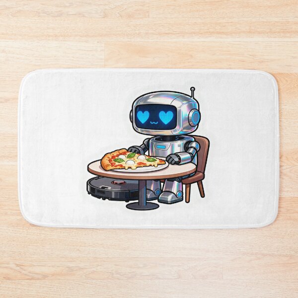 Item preview, Robot Vacuum Pizza Date – Funny Romantic Pizza Dinner Meme designed and sold by OksArtStudio.