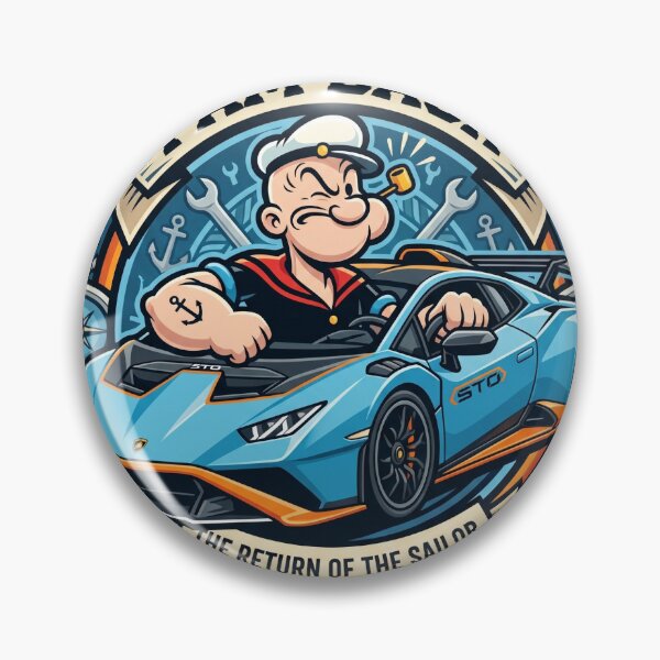 Item preview, Popeye driving Huracan STO Car Sticker - I Am Back Sailor designed and sold by MottotoTech.