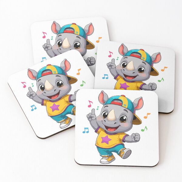 Item preview, Cute Dancing Rhino Cartoon Character Music Lover designed and sold by Krincydigitalart.