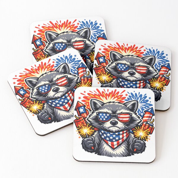 Item preview, Patriotic Raccoon Fireworks Inspector  designed and sold by PatiImagination.