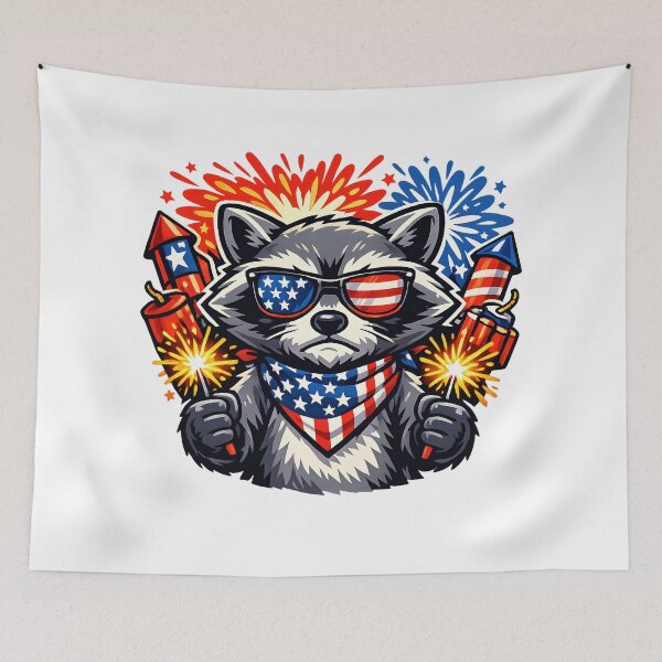 Item preview, Patriotic Raccoon Fireworks Inspector  designed and sold by PatiImagination.