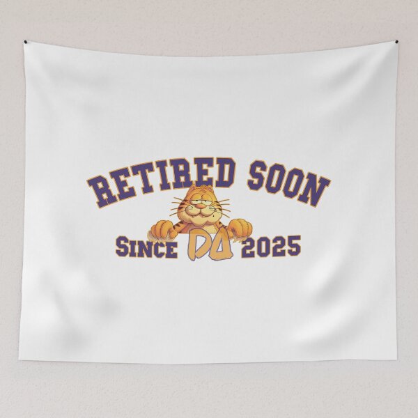 Item preview, Vintage Varsity Retired Soon Since 2025 Funny Lazy Orange Cat Streetwear Graphic designed and sold by DesignArtist.ia.