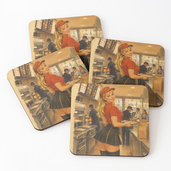 Item preview, Retro Fast Food Pinup – Vintage Diner Girl Americana Style designed and sold by Cosplayvintage.