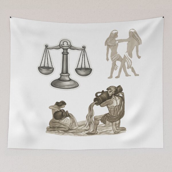 Item preview, Air Zodiac Signs Bundle | Gemini, Libra & Aquarius Pencil Drawings designed and sold by ManiPopi998877.
