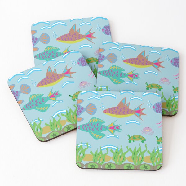 Item preview, Cute Underwater Marine Life Seamless Pattern with Fish Turtle Octopus and Seaweed designed and sold by Ei-Ei.