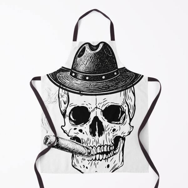 Item preview, Outlaw Cowboy Skull Smoking Cigar - Traditional Blackwork Tattoo Art designed and sold by MedusaGialla.